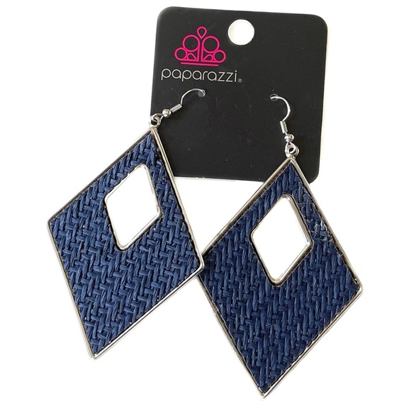 Paparazzi Woven Blue and Silver Earrings NWT